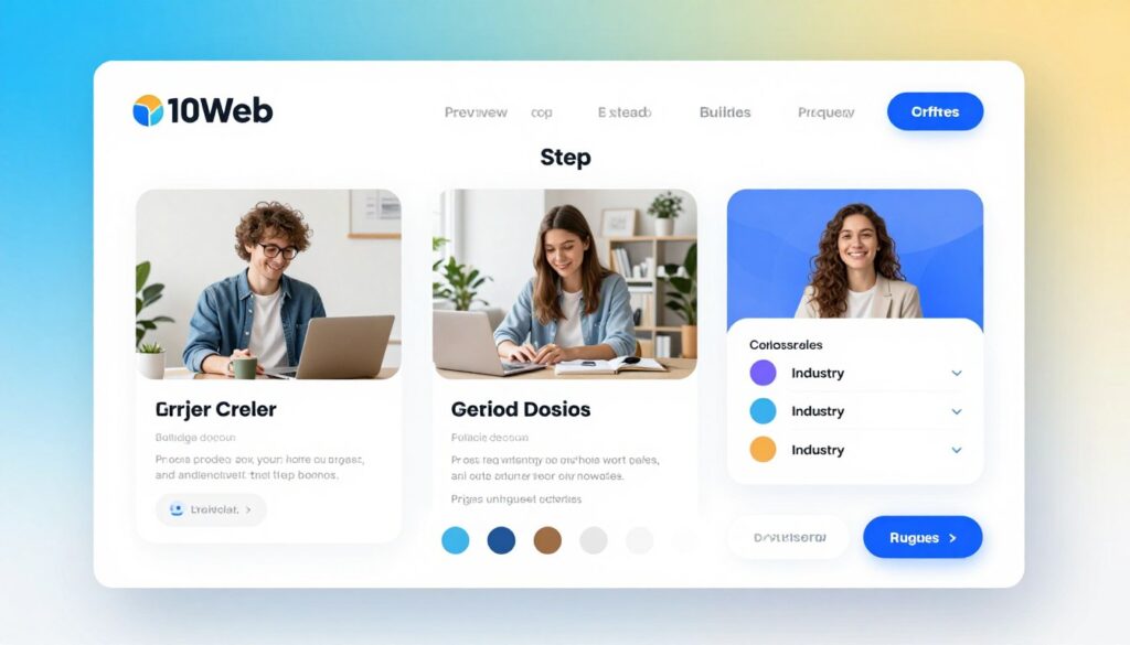 10Web AI website builder interface showing automated site generation process
