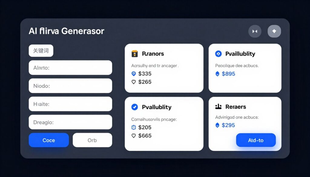 AI domain name generator interface showing suggestion results
