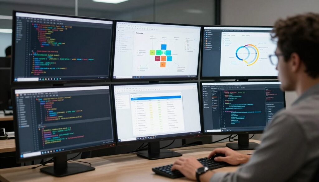 Advanced development techniques visualization showing complex workflows