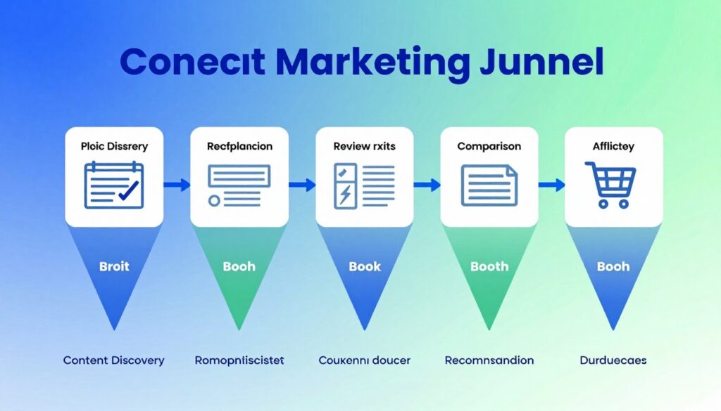 Affiliate marketing funnel showing content to conversion journey