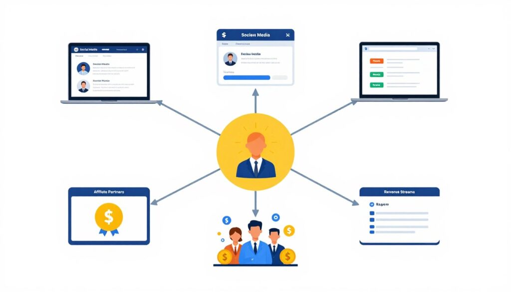 Affiliate partnership network generating revenue from social media engagement