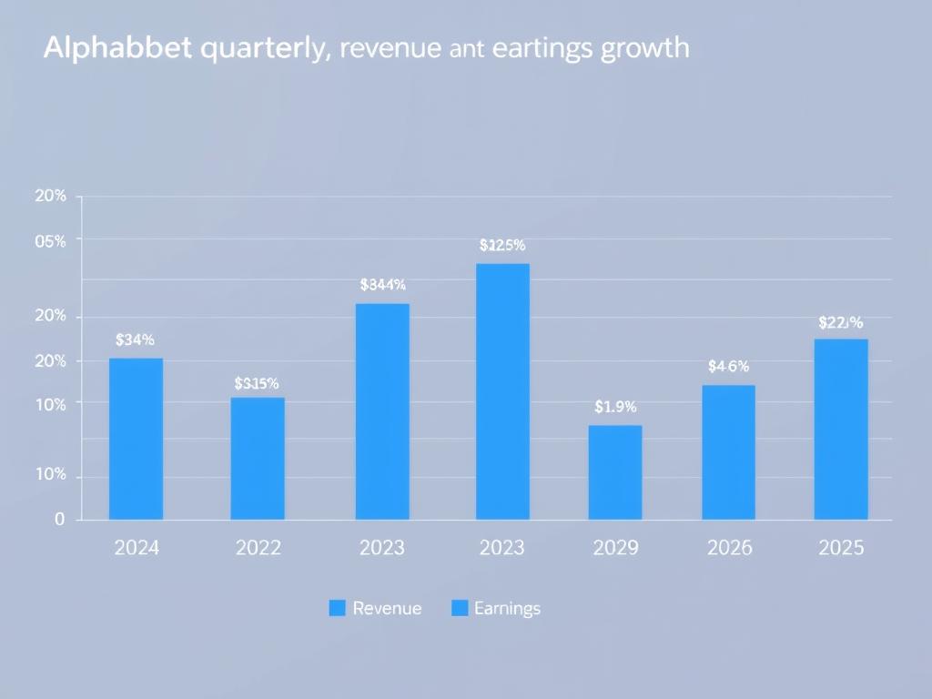 Alphabet's quarterly revenue and earnings growth from 2023-2025