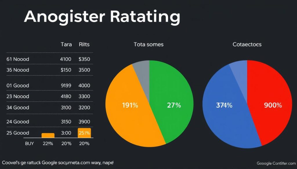 Analyst ratings distribution for Google stock showing buy, hold, and sell recommendations
