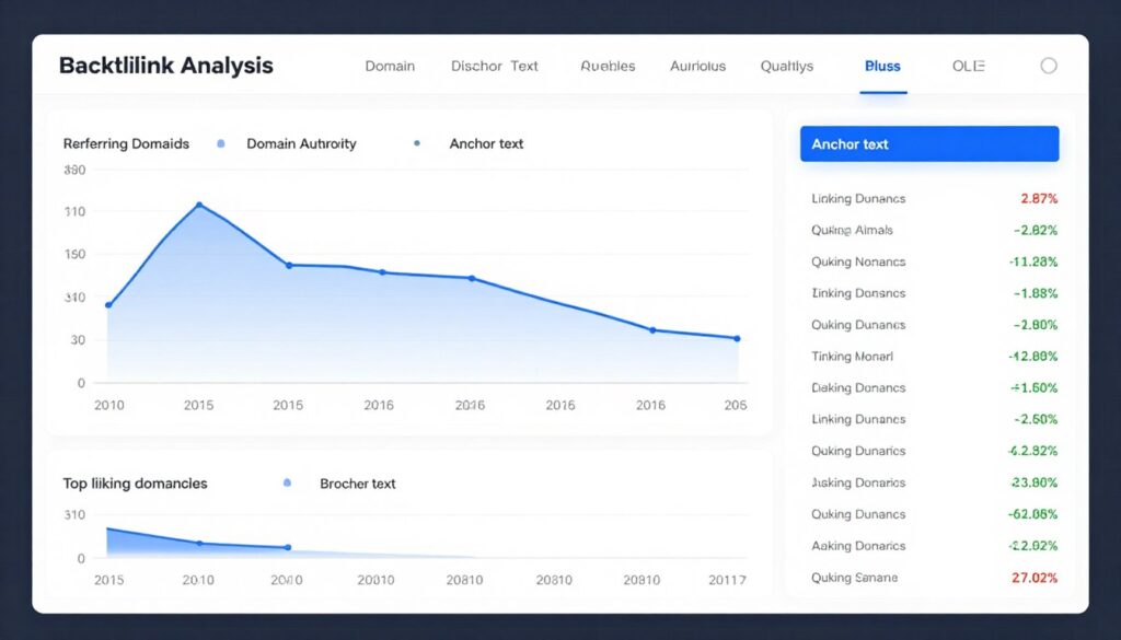 Backlink profile analysis showing link quality metrics