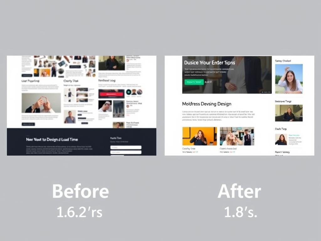 Before and after comparison of a WordPress site using an optimized theme for performance
