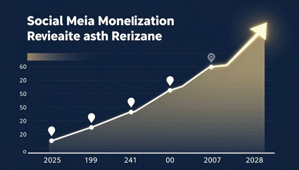 Business growth chart showing scaled social media engagement revenue over time