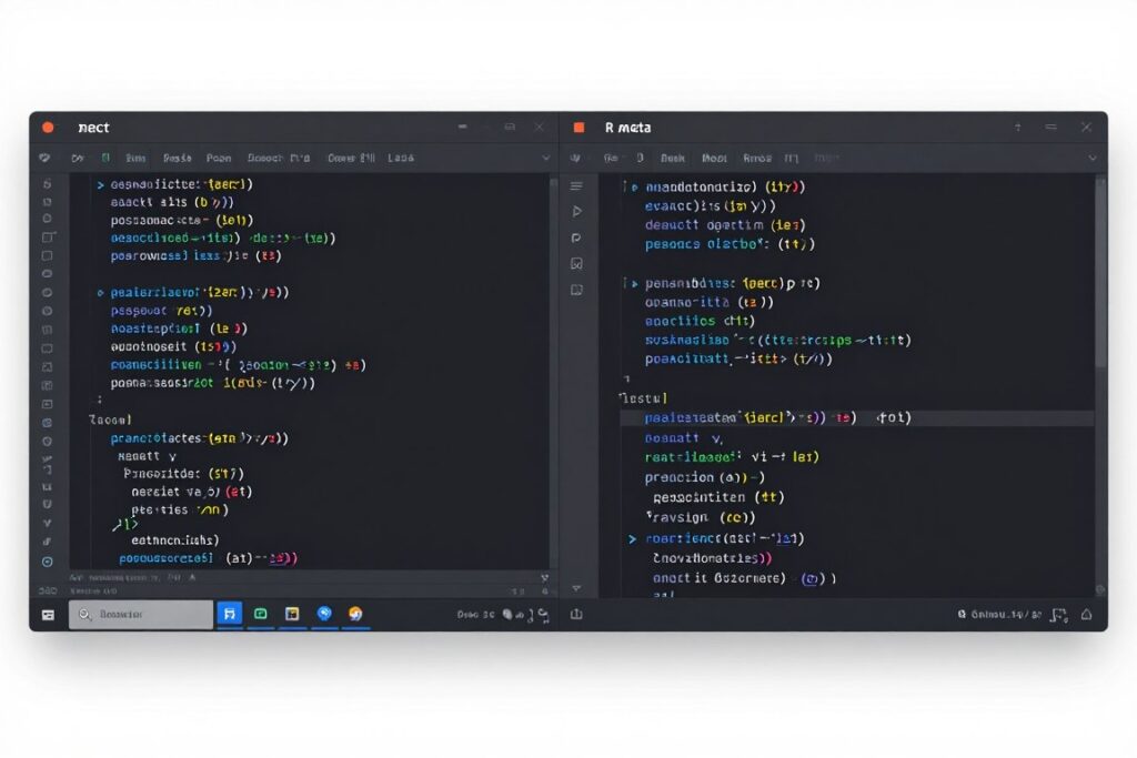 Code editor showing dynamic meta tags implementation with react-helmet-async