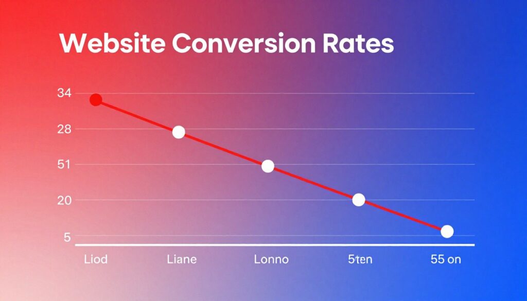 Comparison graph showing website conversion rates decreasing as page loading time increases