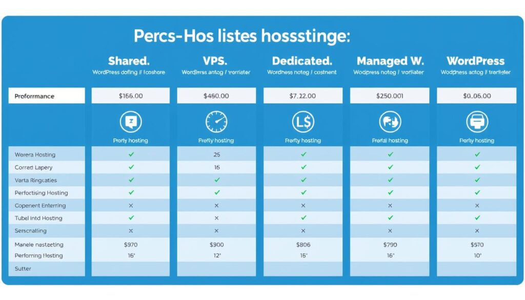 Comparison of different WordPress hosting types for performance optimization