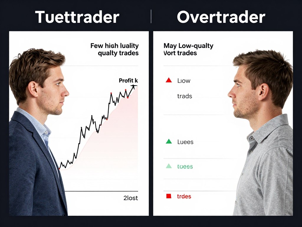 Comparison of profitable selective trading versus losing overtrading results