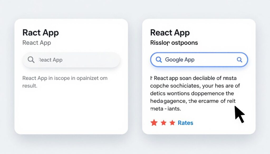 Comparison showing generic versus optimized meta tags in search results