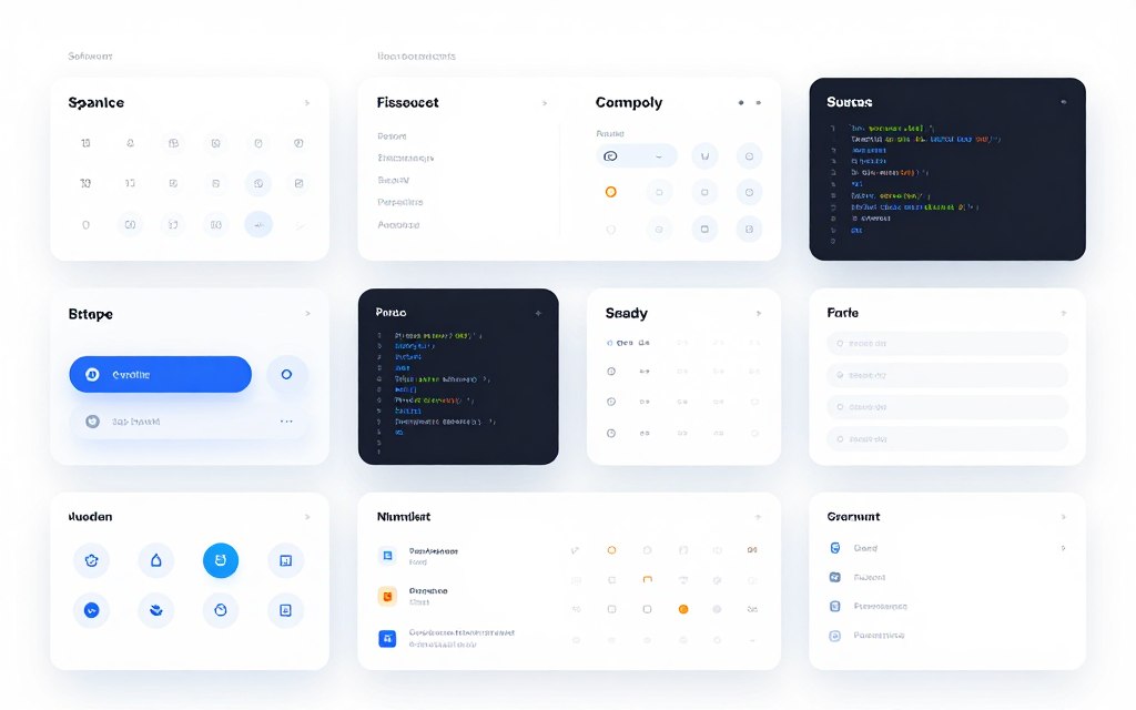 Component library interface showing reusable UI elements and templates
