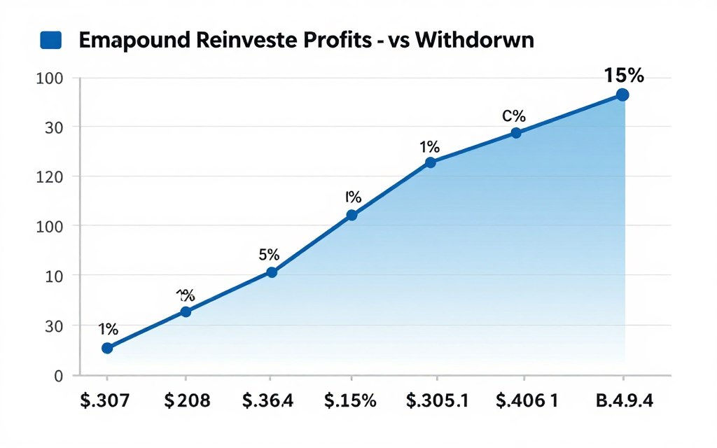 Compound growth chart showing exponential account growth over time with reinvested profits