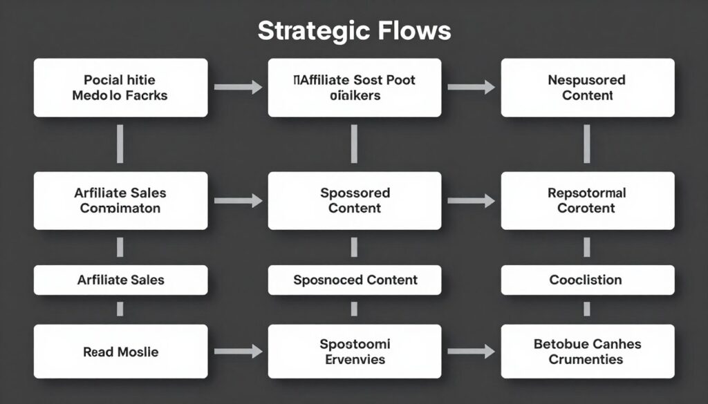 Content strategy roadmap showing monetization pathways for social media engagement revenue