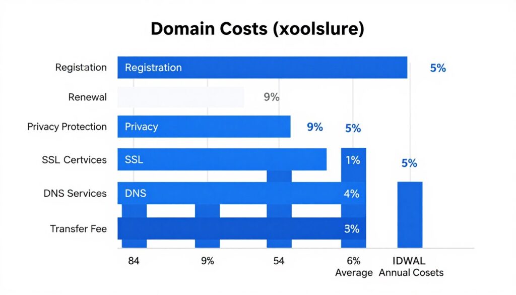 Cost breakdown infographic showing all domain-related expenses