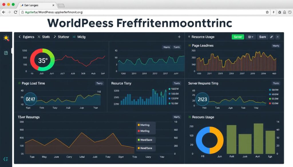 Dashboard showing WordPress performance monitoring metrics