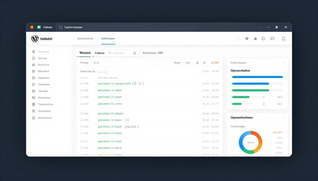 Database management interface showing optimization process and query performance metrics