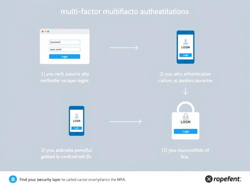 Demonstration of multi-factor authentication showing password entry followed by smartphone verification