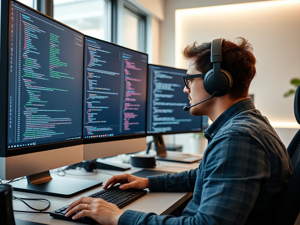 Developer using GitHub Copilot for coding assistance