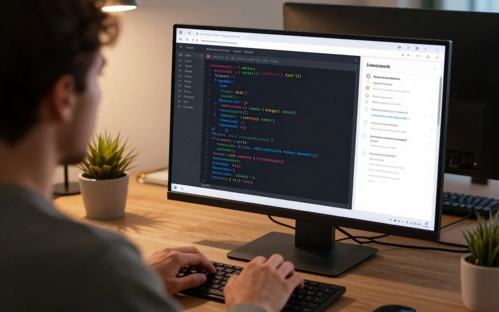 Developer using prompt-based interface to build web app in minutes