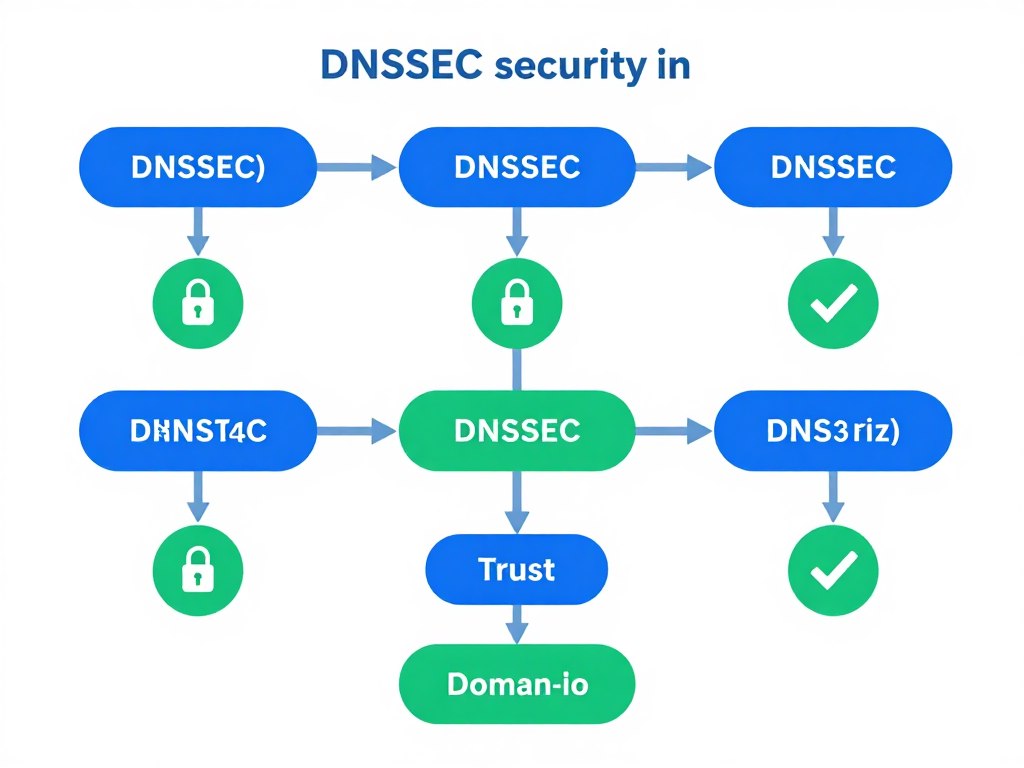 Diagram explaining DNSSEC security chain and validation process