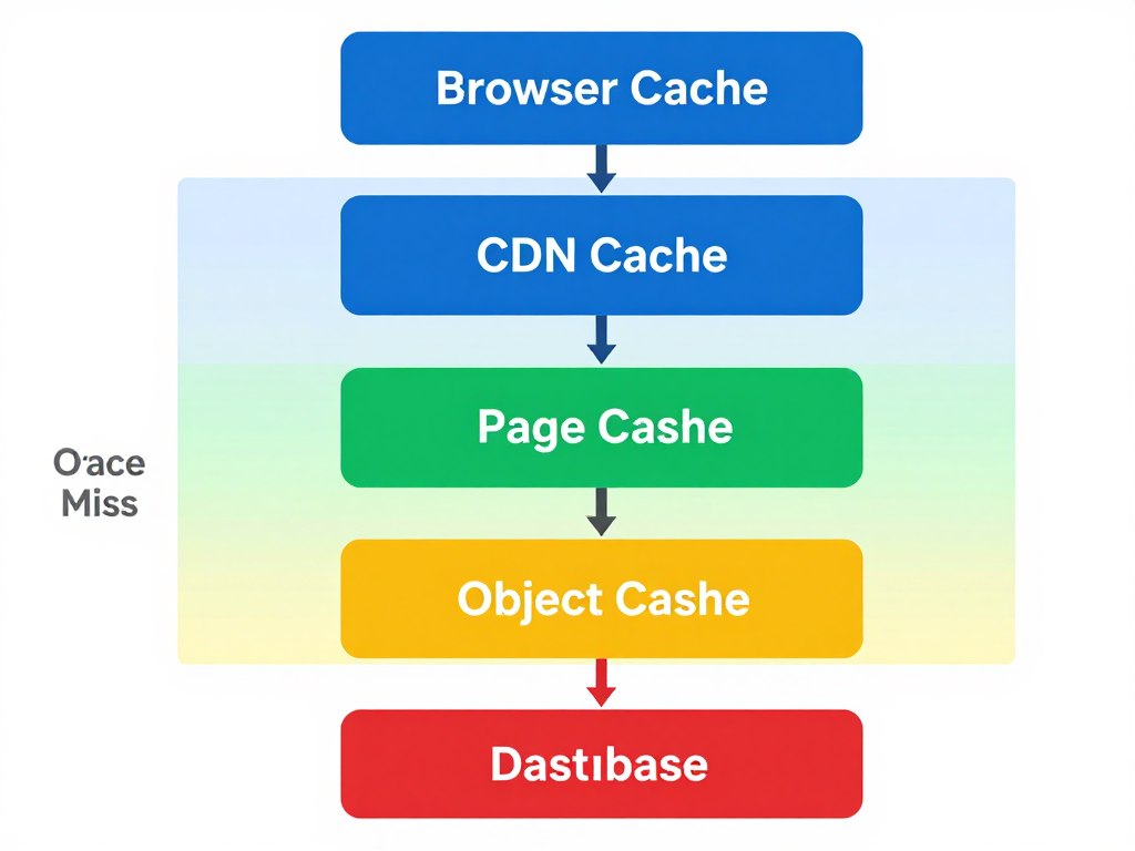 Diagram illustrating multiple caching layers from browser to server