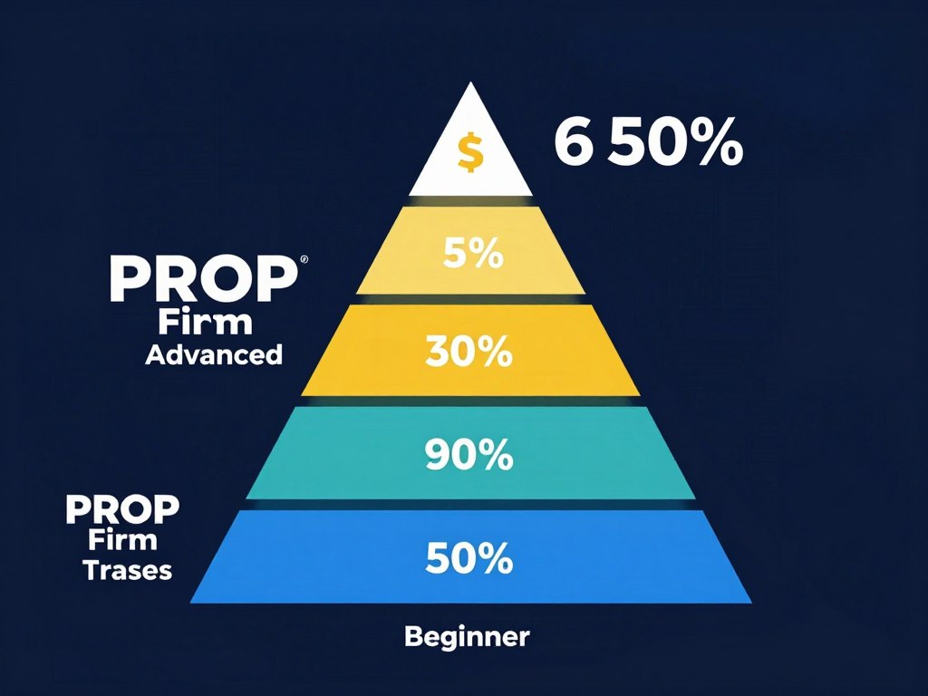 Financial pyramid showing different profit levels from beginner to advanced trader earnings
