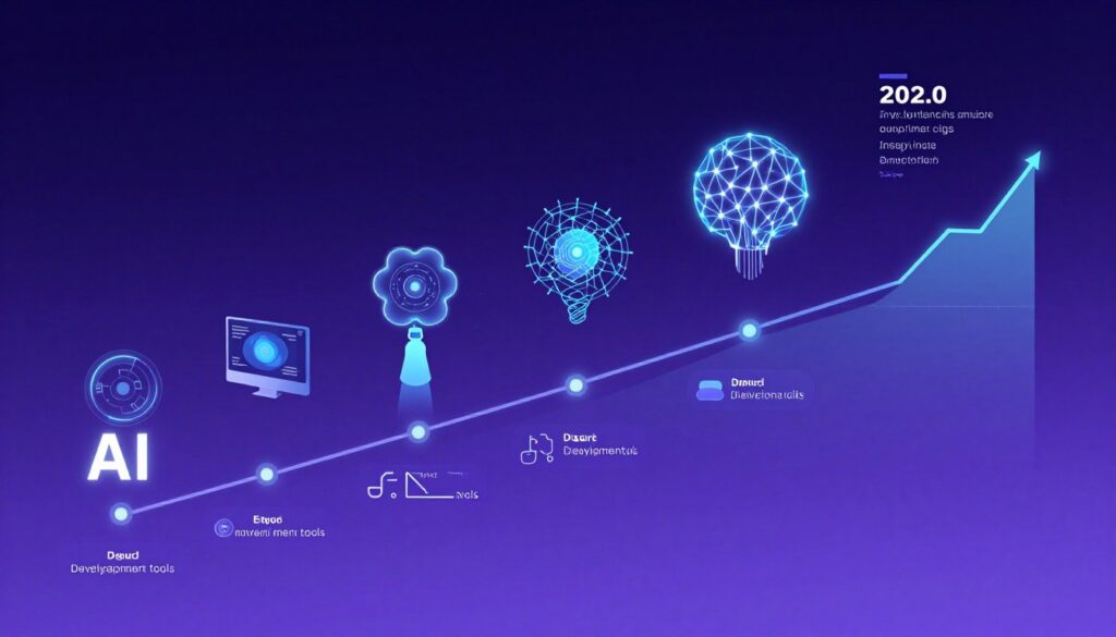 Futuristic technology trends visualization showing AI evolution