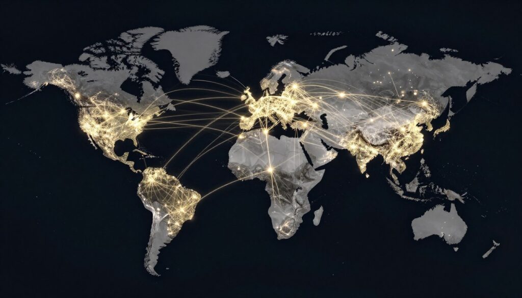 Global internet infrastructure network map