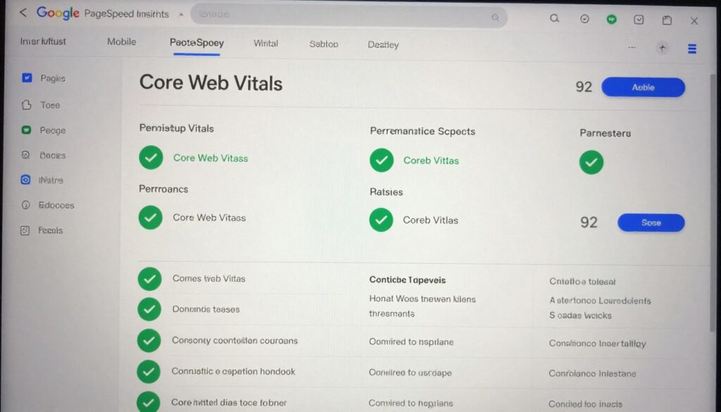 Google PageSpeed Insights dashboard showing Core Web Vitals scores