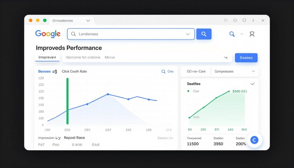 Google Search Console showing improved SEO metrics with proper meta tags