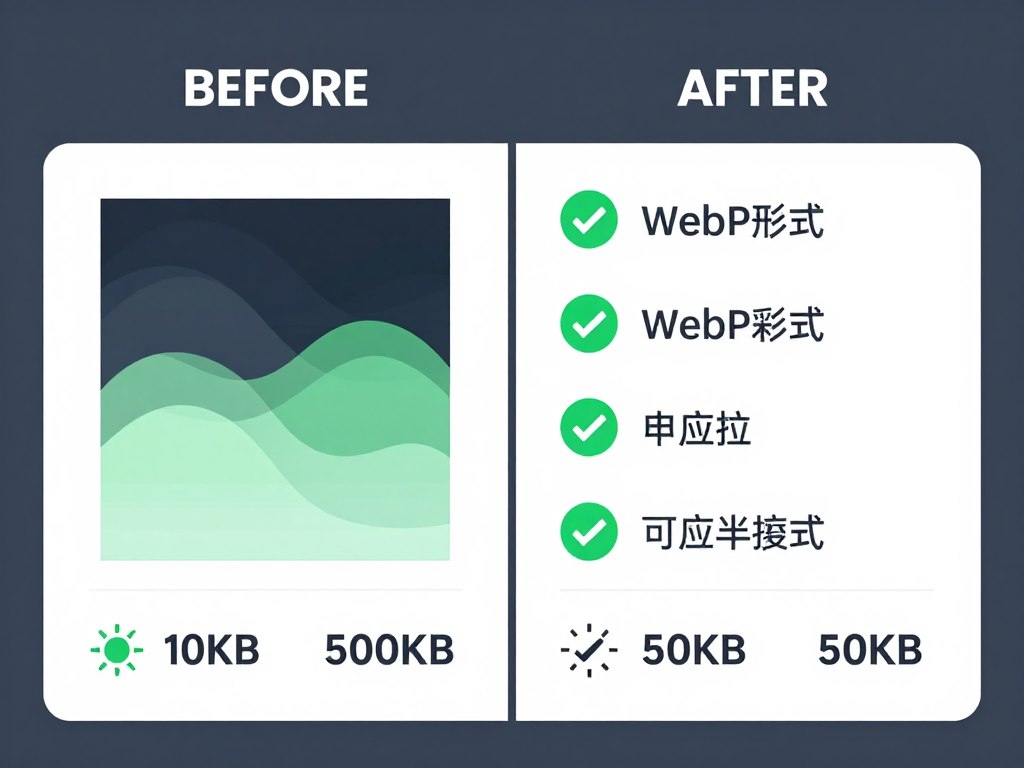 Image optimization comparison showing file size reduction and format options