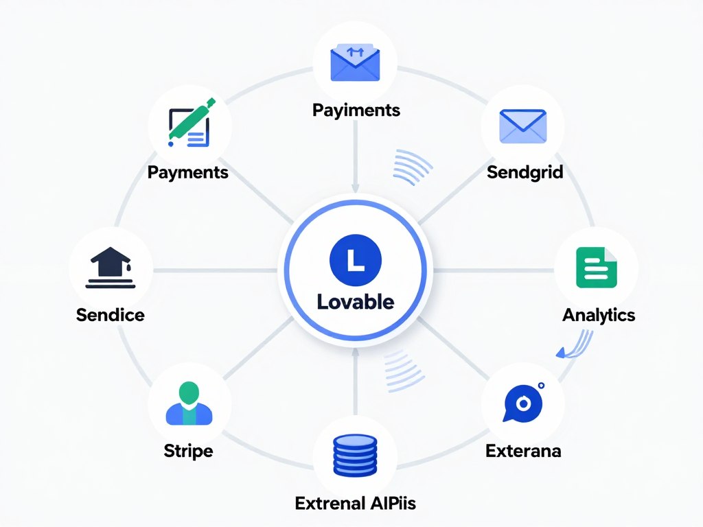 Integration ecosystem showing connections between Lovable and various third-party services