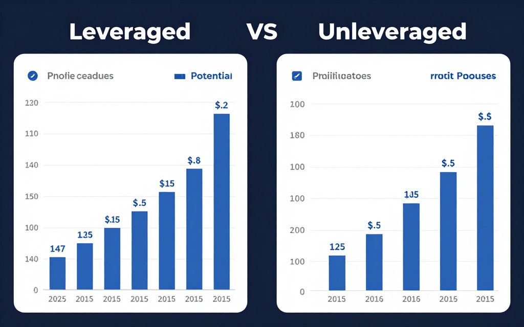 Leverage comparison showing account growth potential versus risk exposure