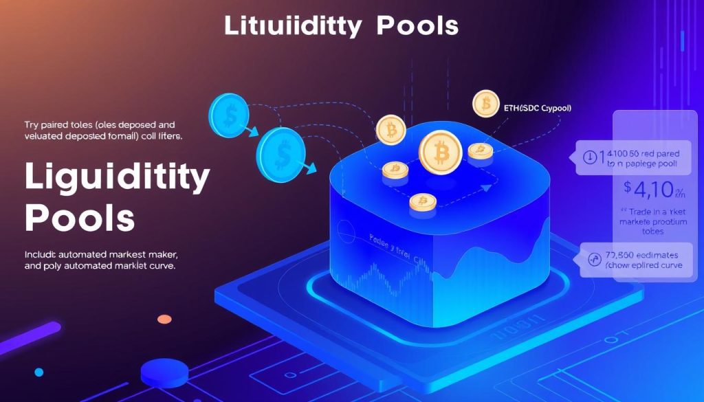 Liquidity pool visualization showing token pairs and fee generation