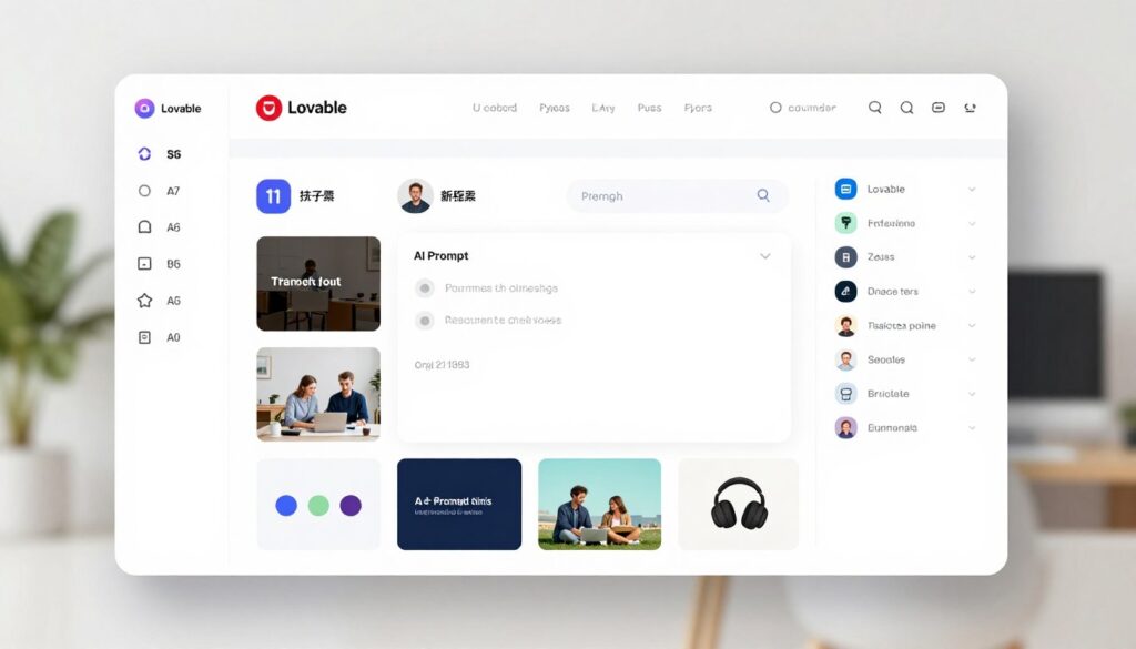 Lovable platform interface showing project dashboard and development tools