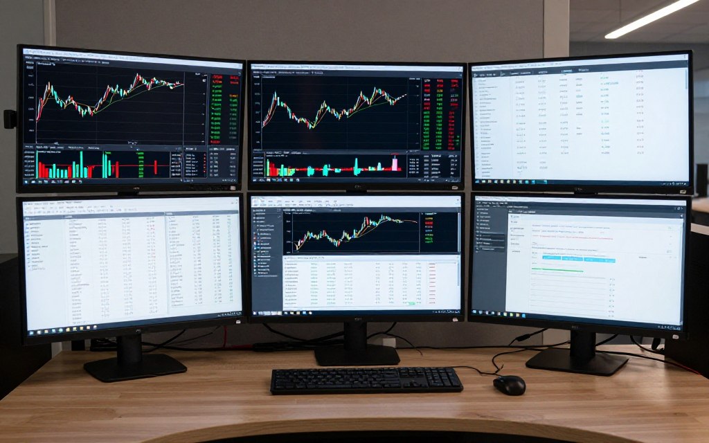Multiple trading account dashboards showing scaled operations across several prop firms