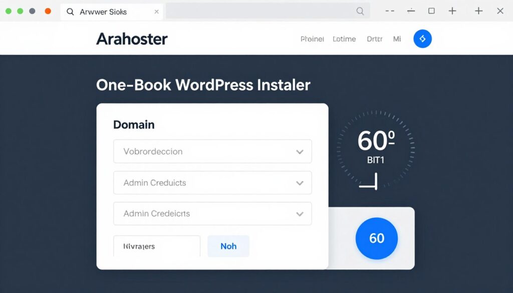One-click WordPress installation interface with Arahoster hosting