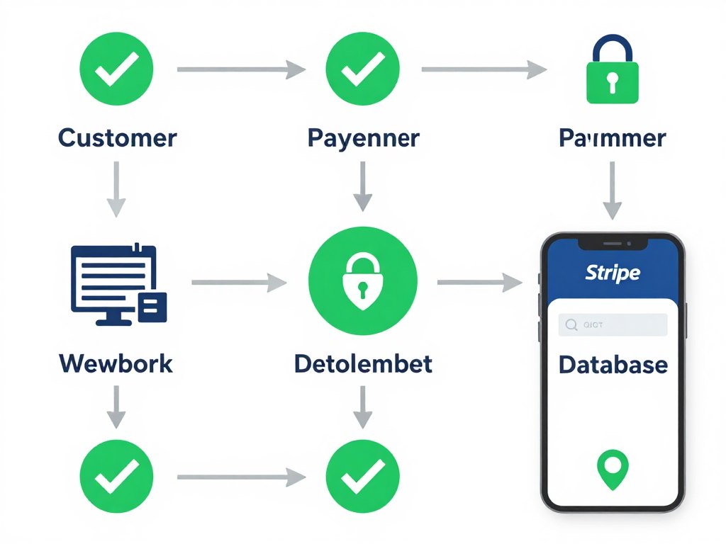 Payment flow diagram showing Stripe integration with web application