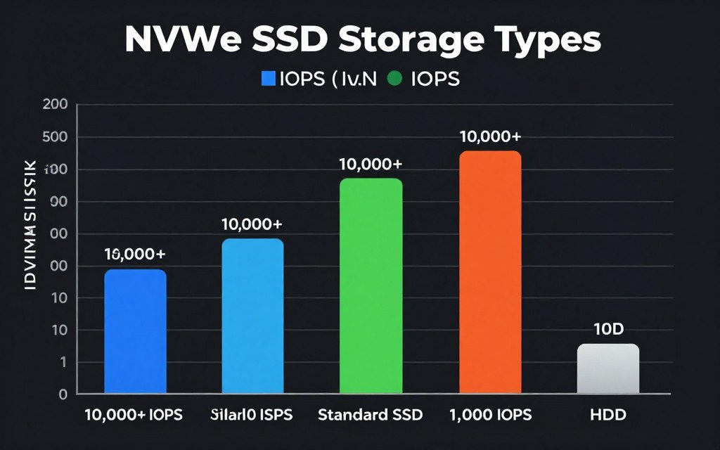 Performance comparison chart showing NVMe SSD versus standard SSD and HDD speeds