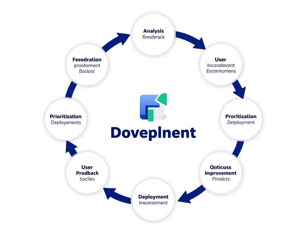 Product iteration cycle showing feedback loops and improvements
