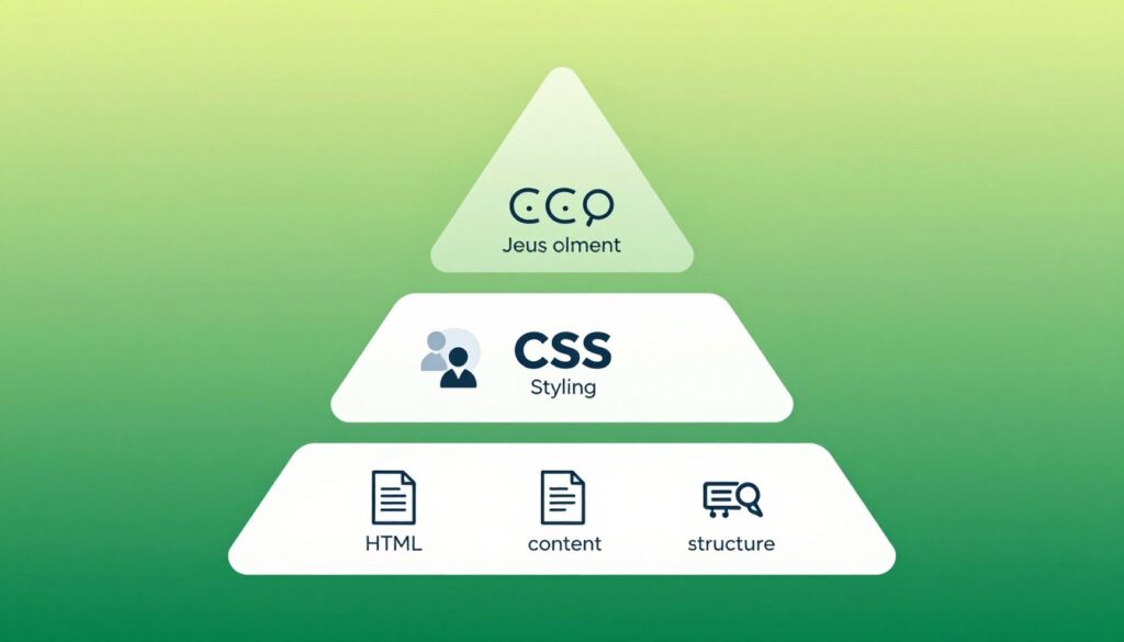 Progressive enhancement layers showing HTML foundation with CSS and JavaScript enhancements