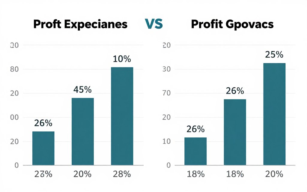 Realistic versus unrealistic profit expectation charts side by side comparison
