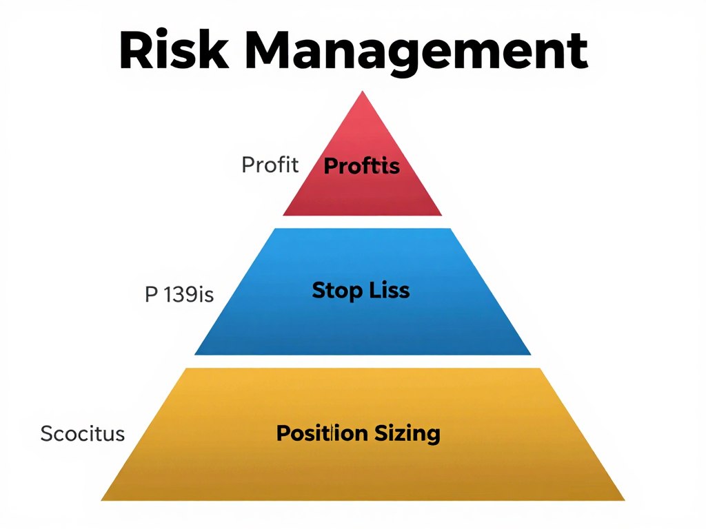 Risk management pyramid showing position sizing and stop loss placement strategies