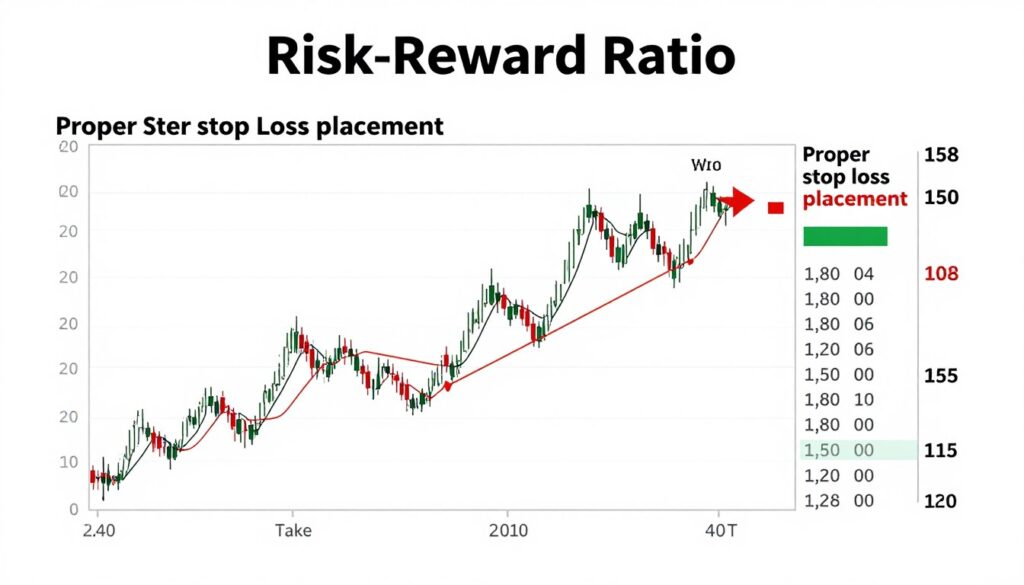 Risk reward ratio diagram showing proper position sizing and stop loss placement