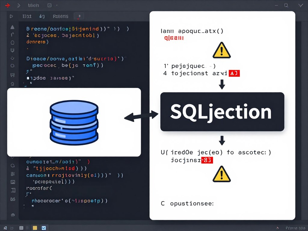 SQL injection attack demonstration showing malicious code injection into database query