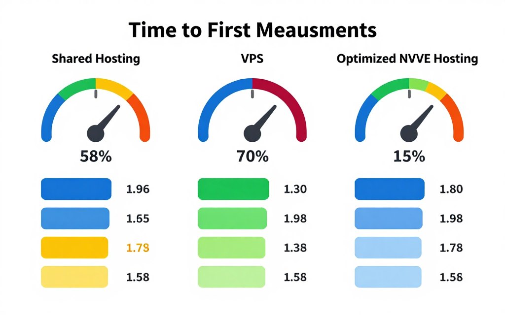 Server response time comparison showing TTFB differences between hosting types