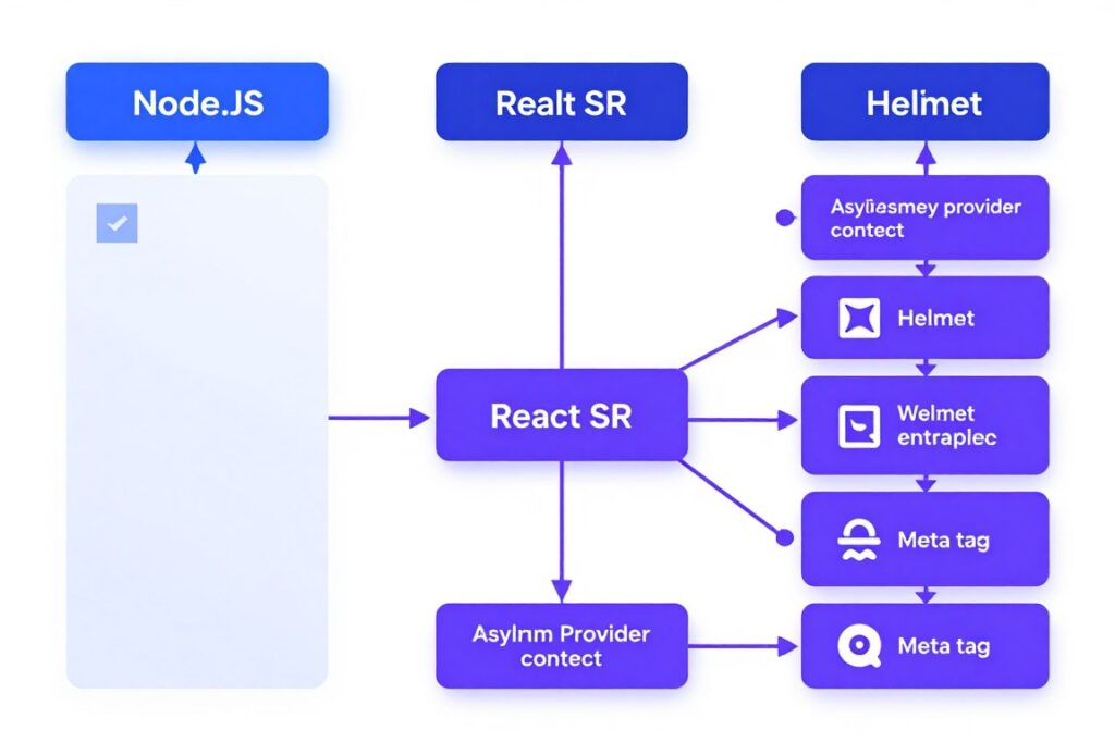 Server-side rendering architecture diagram with react-helmet-async integration
