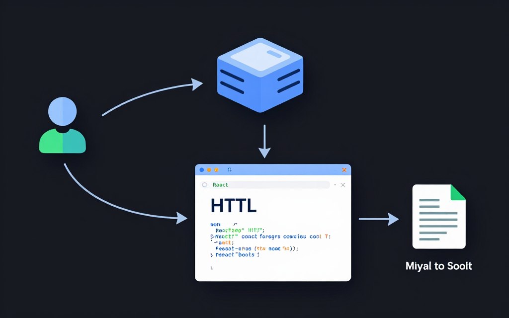 Server-side rendering process flow diagram showing React application generating HTML on server