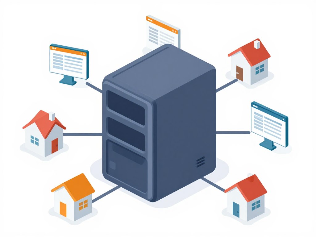 Shared hosting server illustration